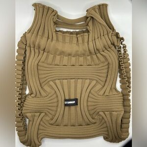 Stannum stretchy ribbed knit backpack, Korean brand minimalistic, micro backpack